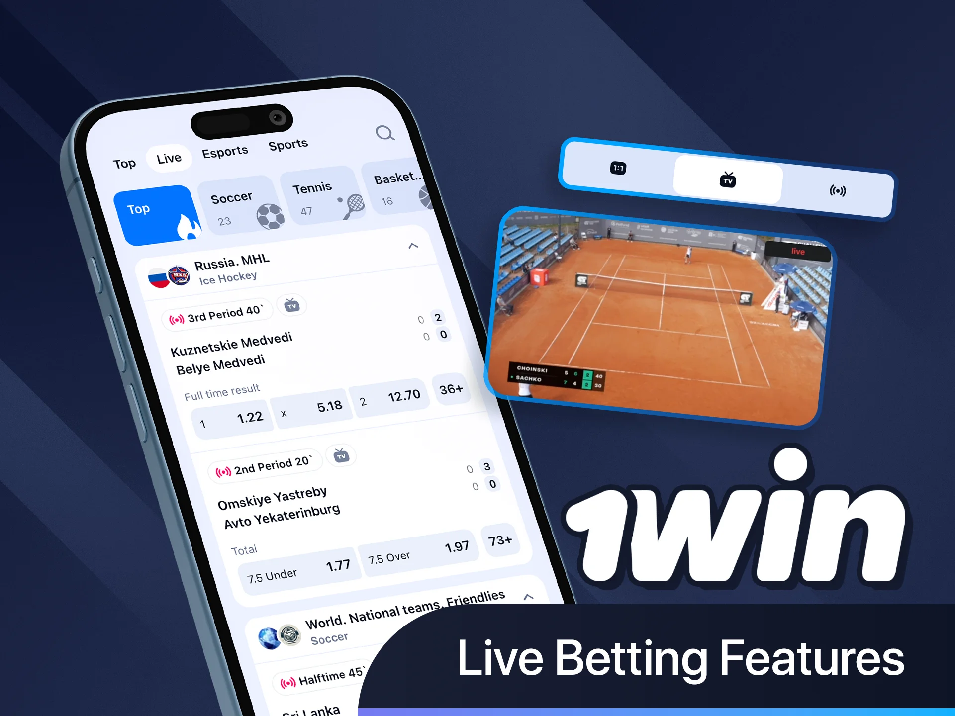 Experience fast and dynamic live betting in the 1win app.