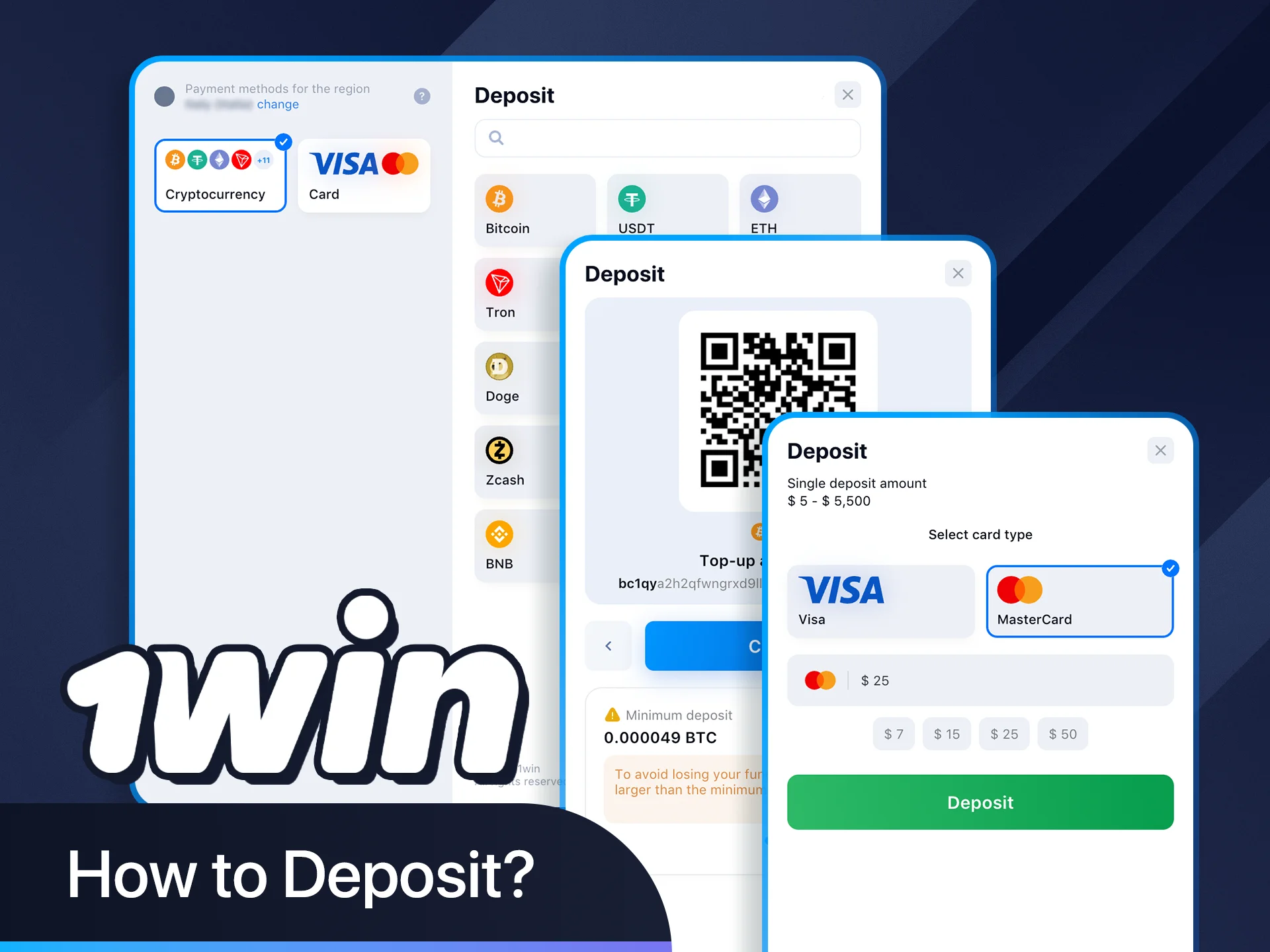 Learn how to deposit money quickly to your 1win account.