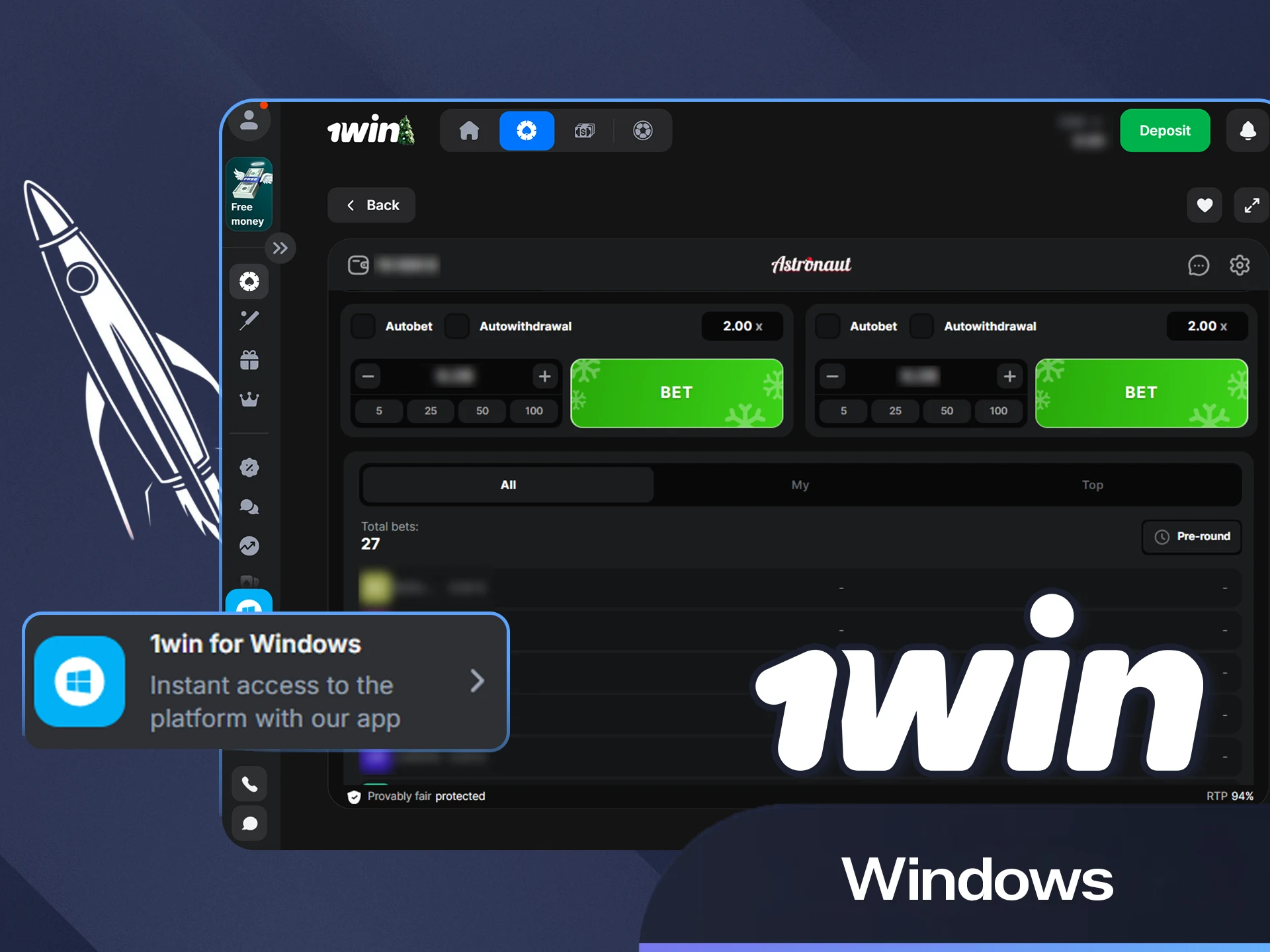 1win web sitesinden Windows masaüstü yazılımını indirin.