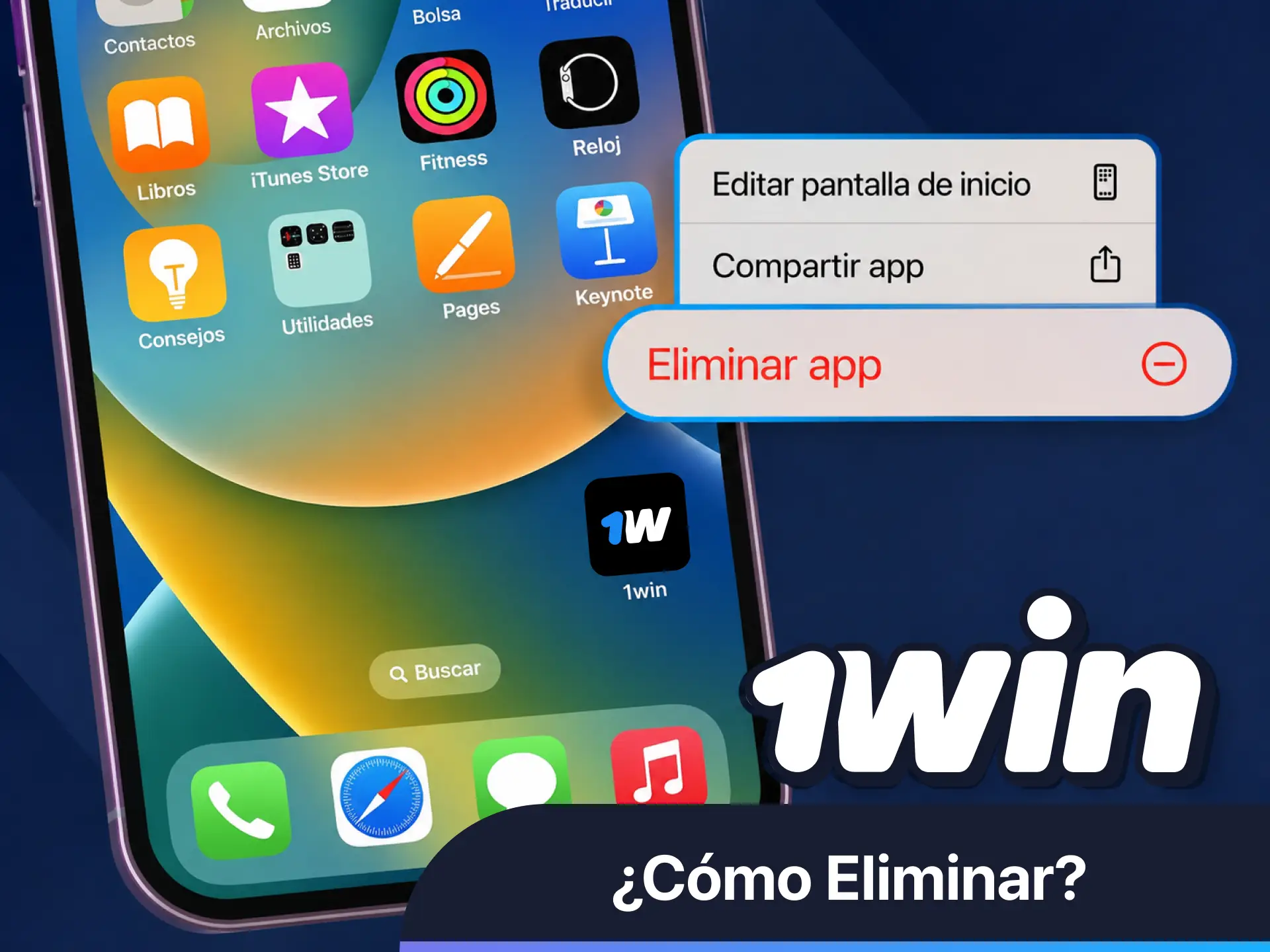 Aprende a eliminar la aplicación de 1win de tu dispositivo.