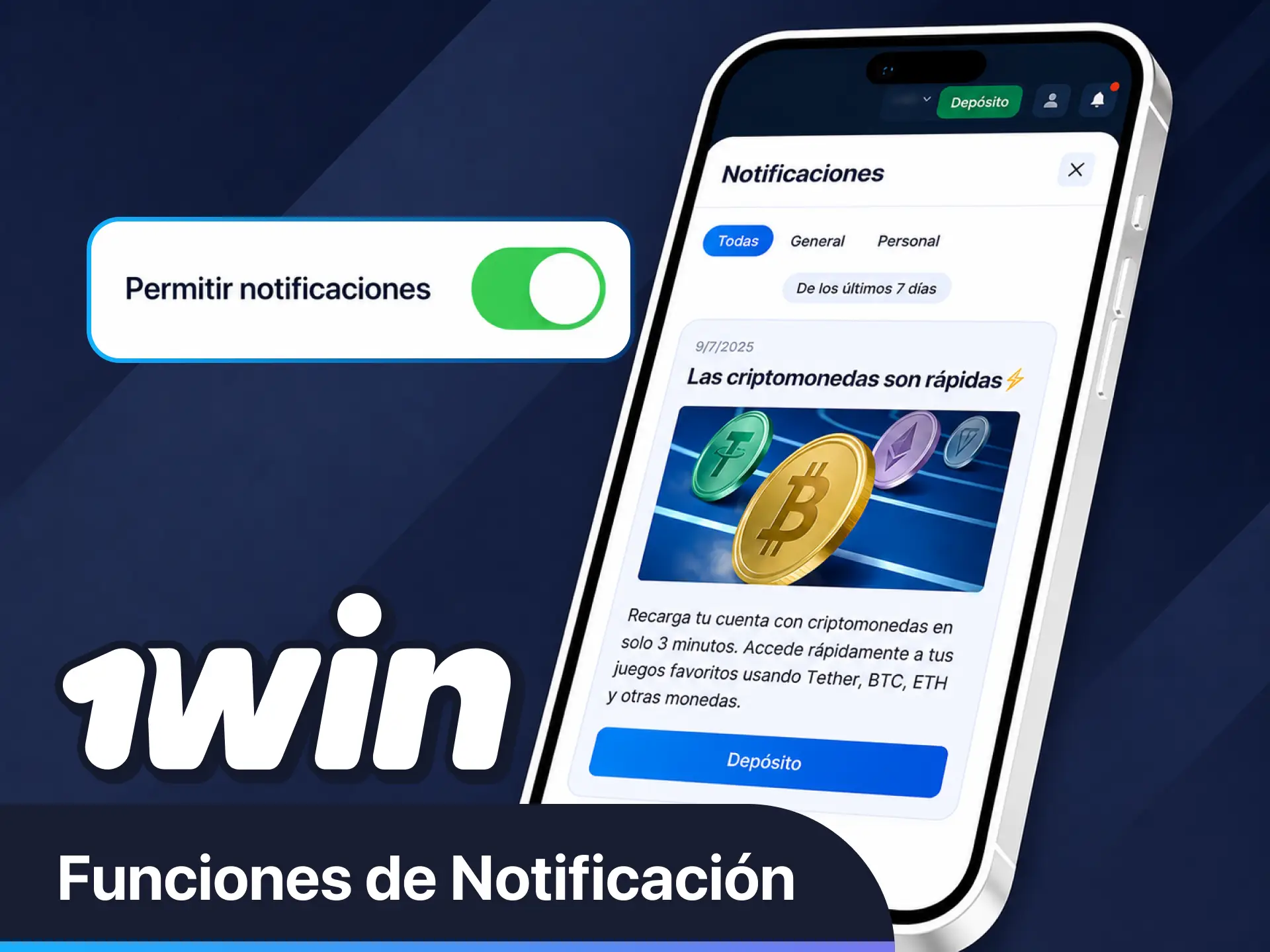 Activa las notificaciones en la aplicación de 1win para no perderte ninguna promoción.