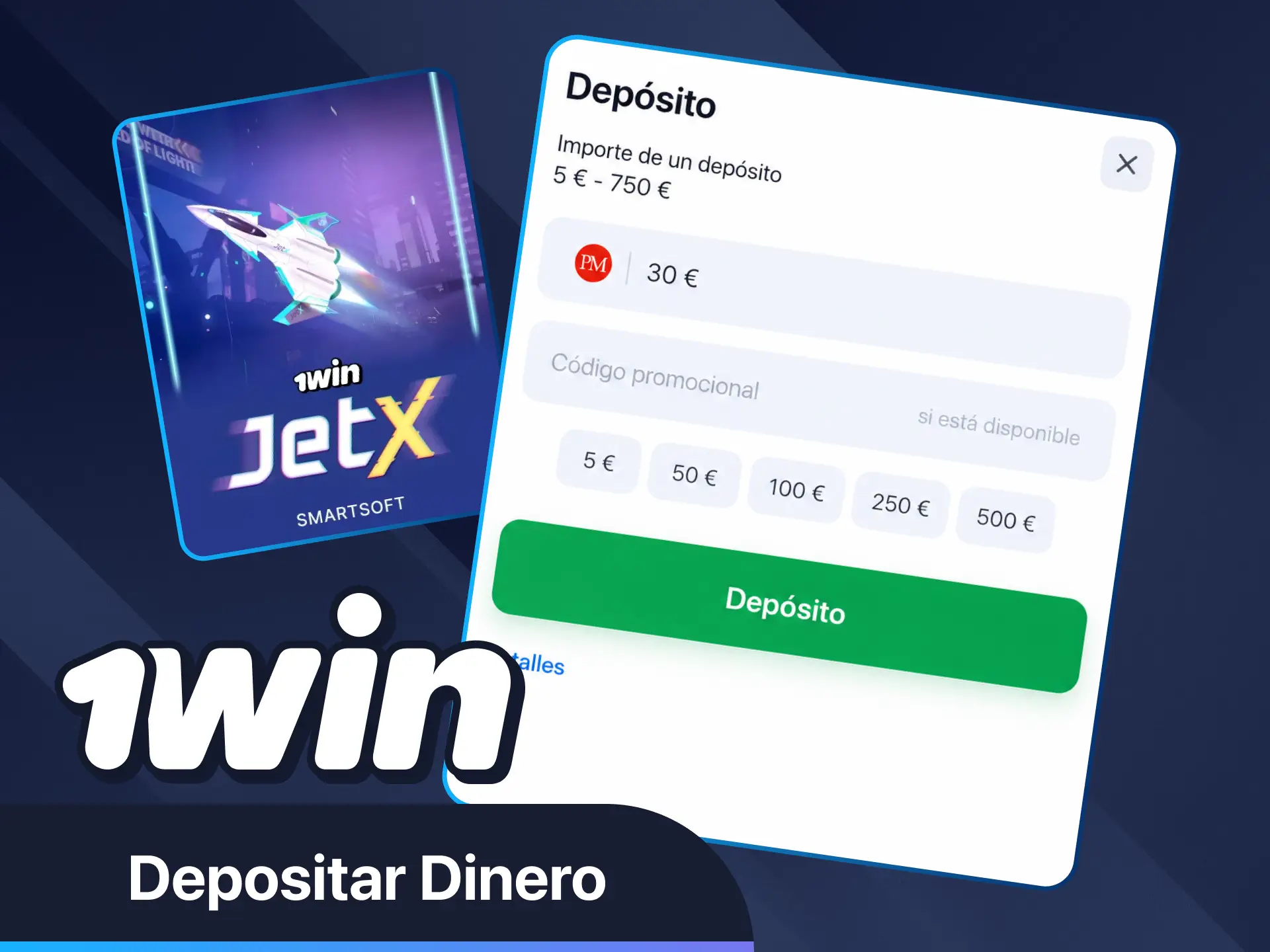 Deposita fondos para jugar a Jet X en el sitio web oficial de 1win.
