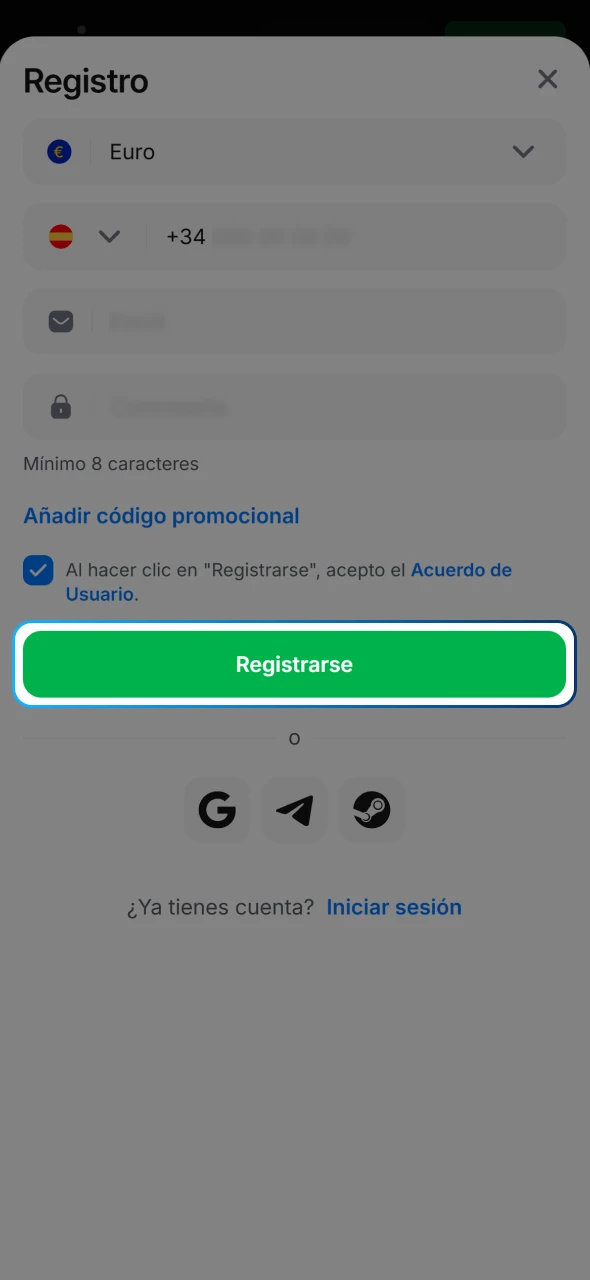 Toca confirmar y comienza a usar tu cuenta de 1win ahora.